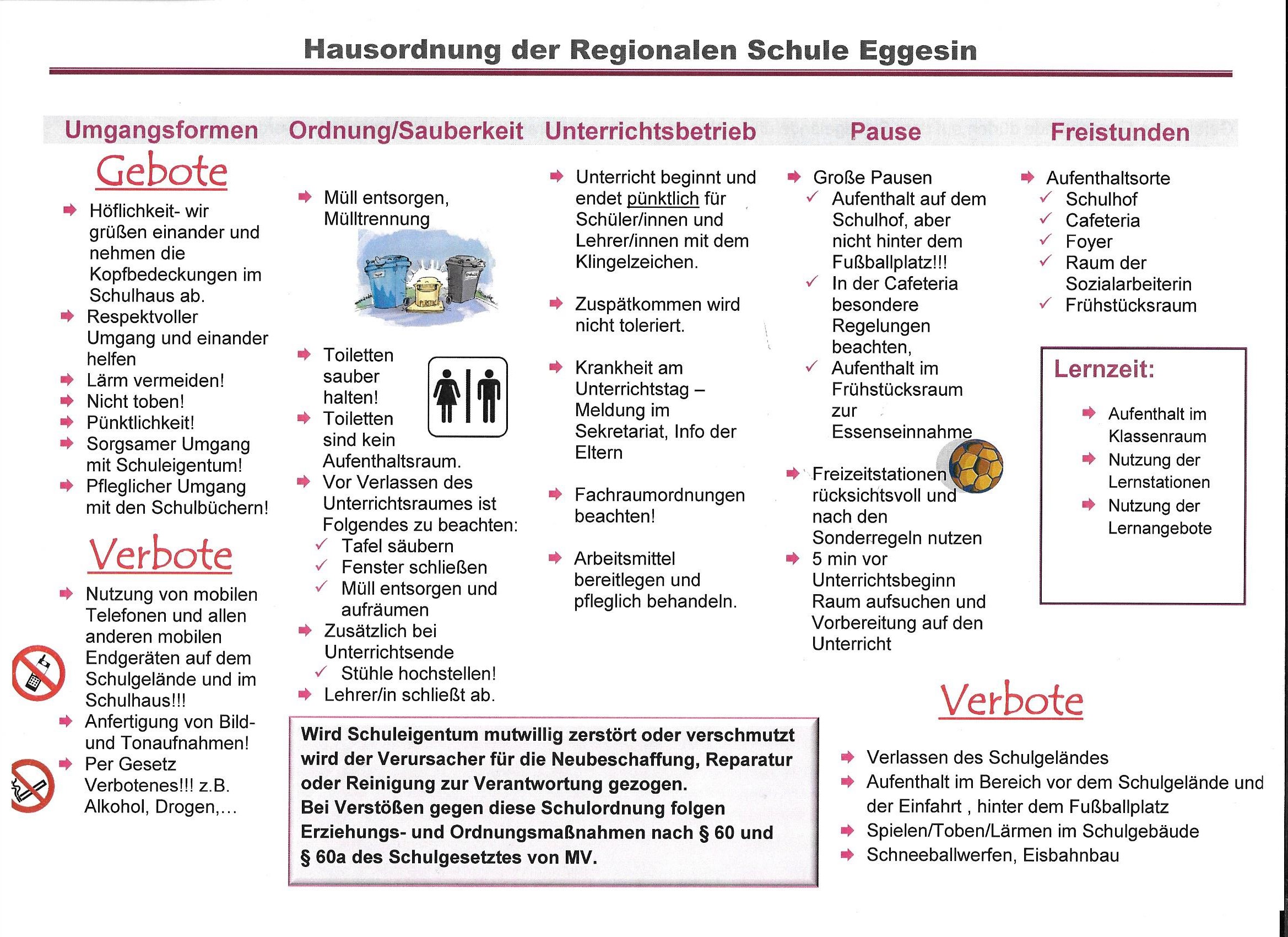 Hausordnung Regionale Schule Eggesin